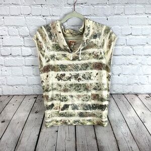 Vintage Mudd Size Medium Striped Floral Casual Artsy Pullover Top EUC